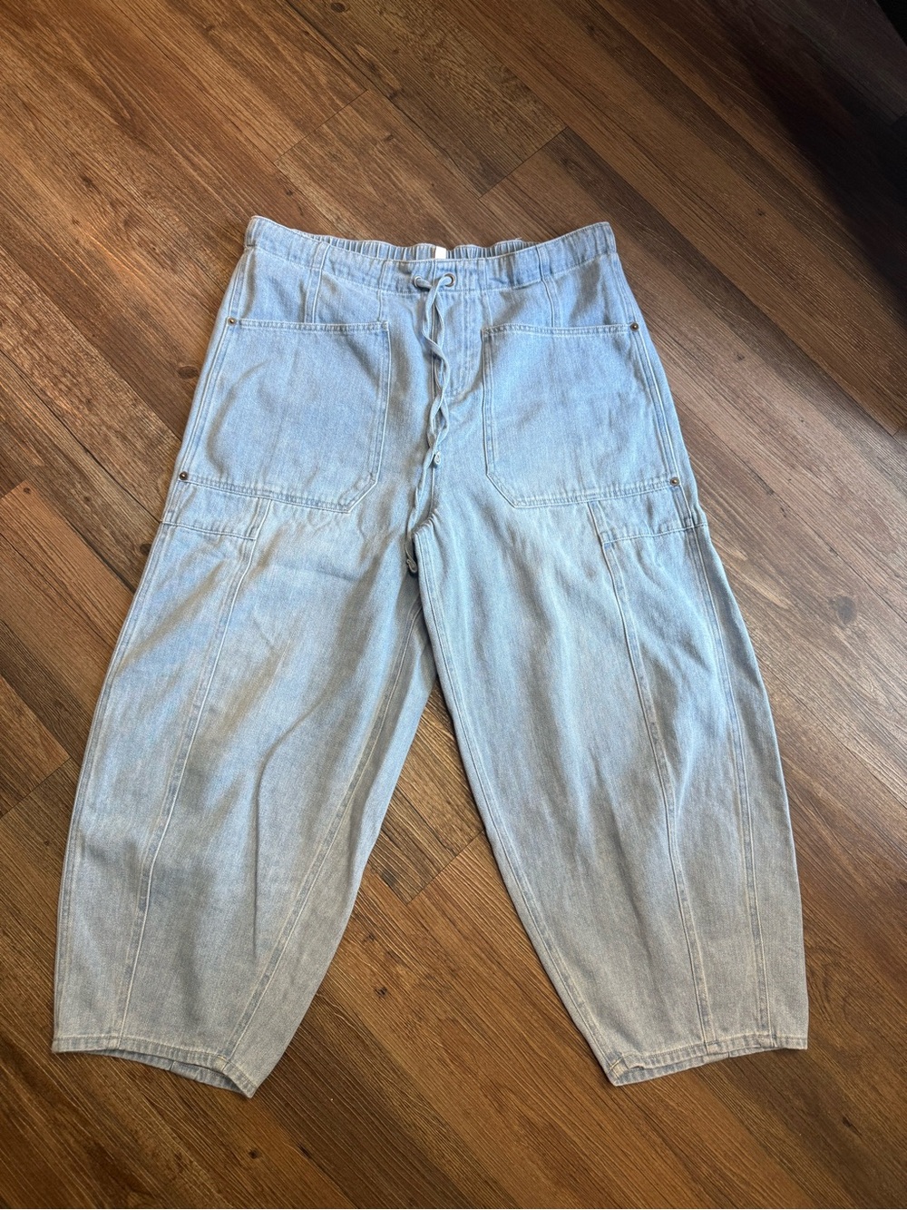 Light Wash Boot-Cut Utility Pants - Light Blue